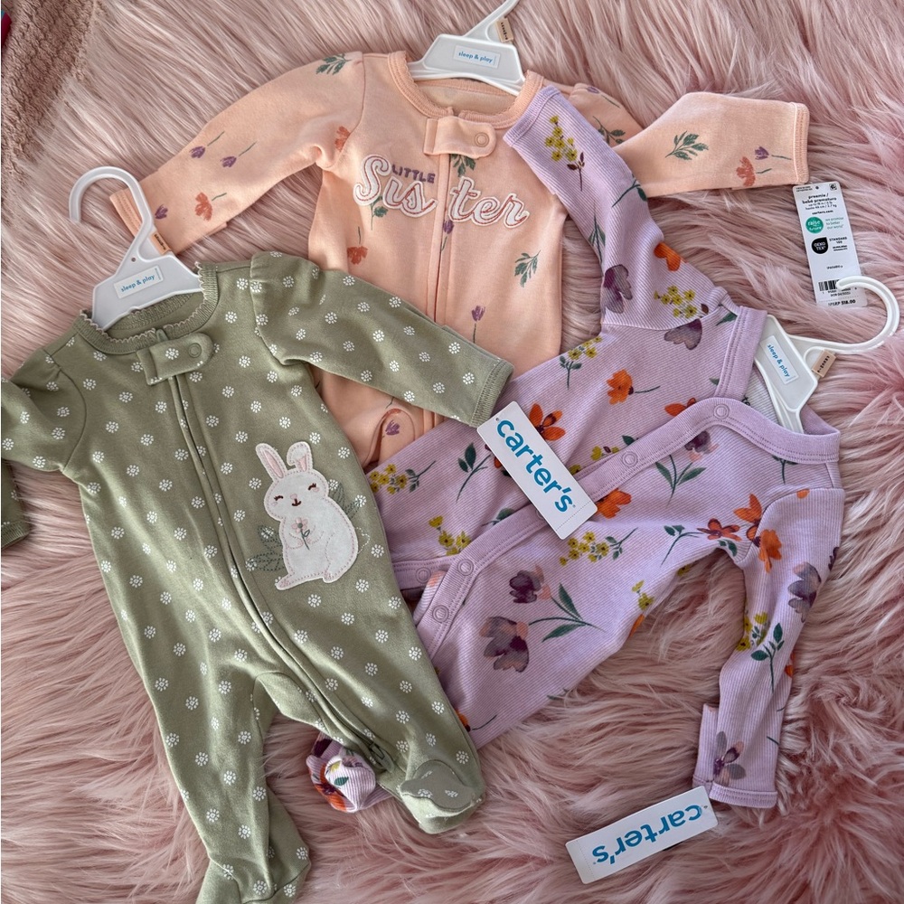Carters 3 preemie baby girl sleep pajama